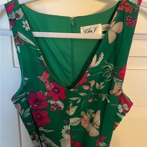 Green floral sleeveless dress